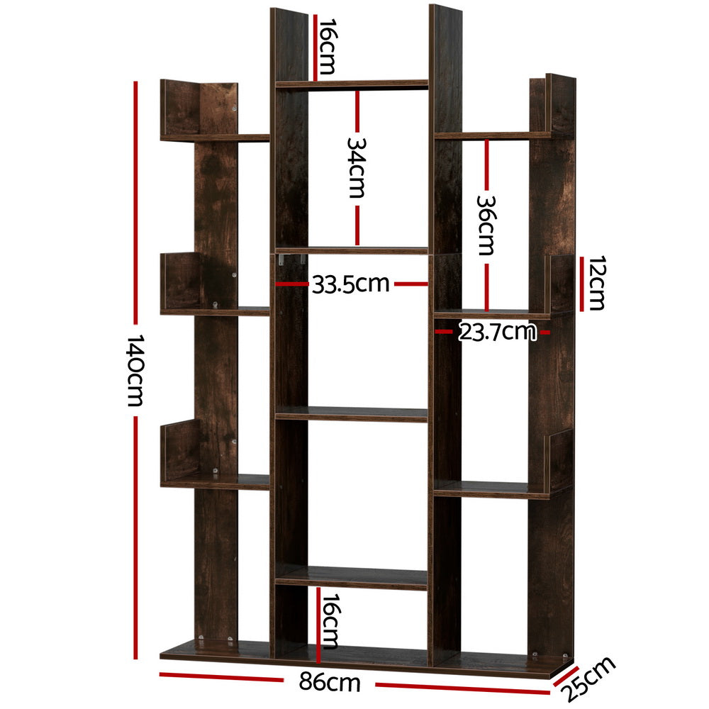 Artiss Tree-Shaped Bookshelf ROMI Walnut-Furniture &gt; Bedroom-PEROZ Accessories