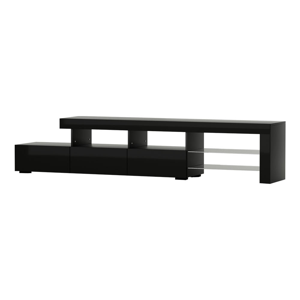 Artiss Entertainment Unit TV Cabinet LED 215cm Black Caya-Entertainment Units-PEROZ Accessories