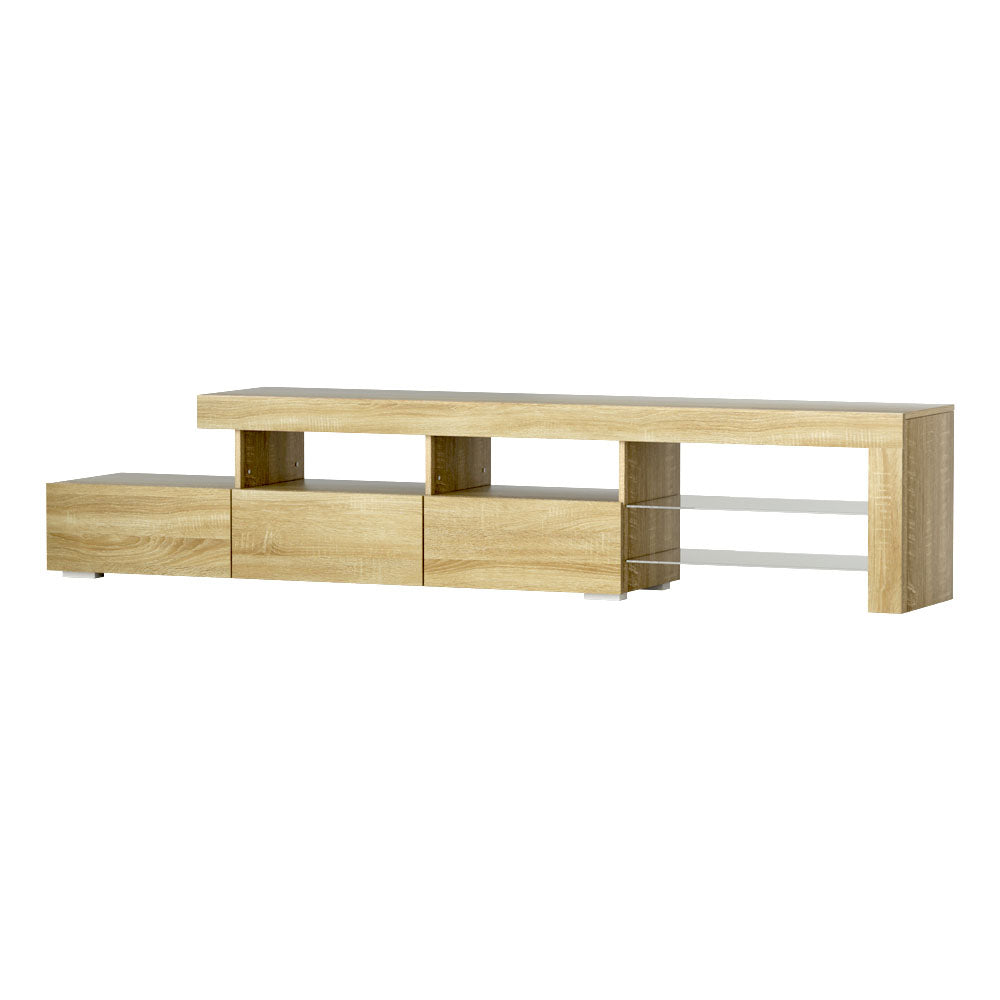 Artiss Entertainment Unit TV Cabinet LED 215cm Pine Caya-Entertainment Units-PEROZ Accessories