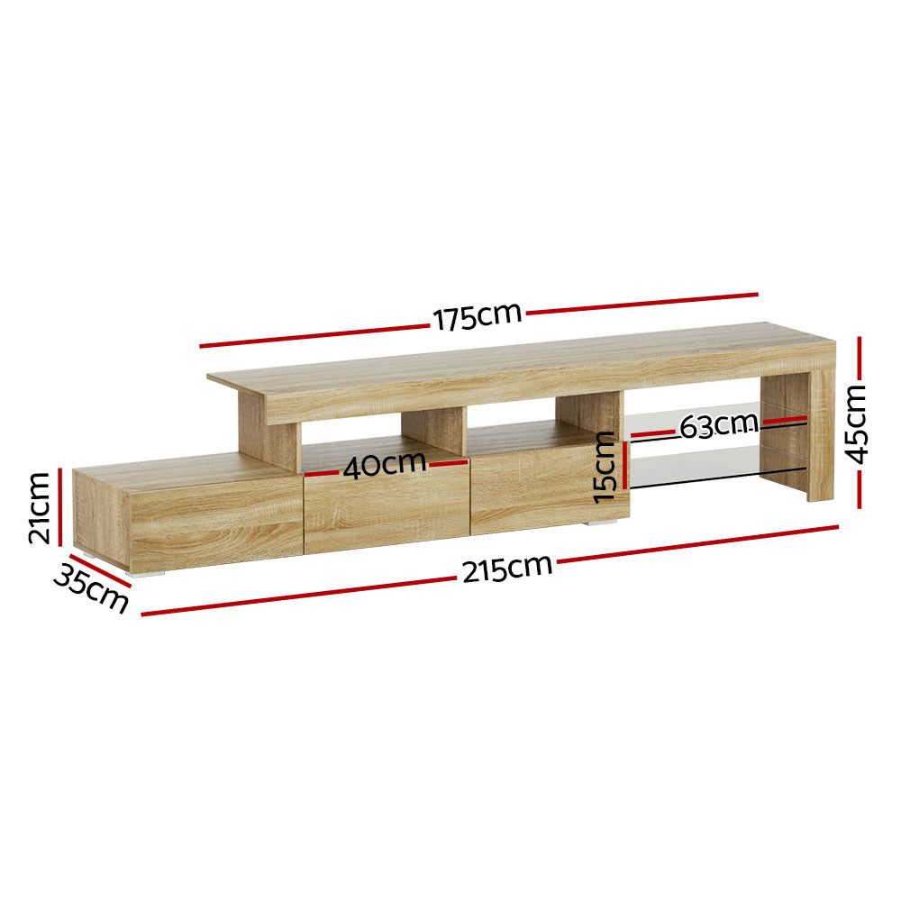 Artiss Entertainment Unit TV Cabinet LED 215cm Pine Caya-Entertainment Units-PEROZ Accessories