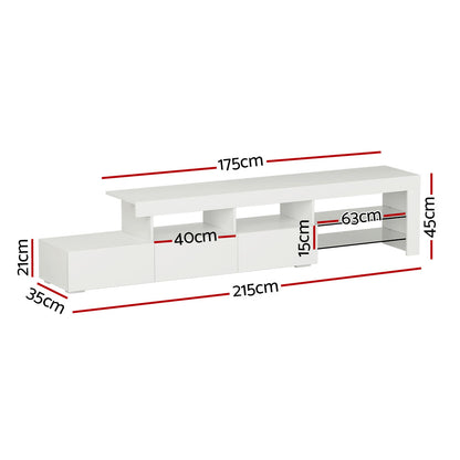 Artiss Entertainment Unit TV Cabinet LED 215cm White Caya-Entertainment Units-PEROZ Accessories