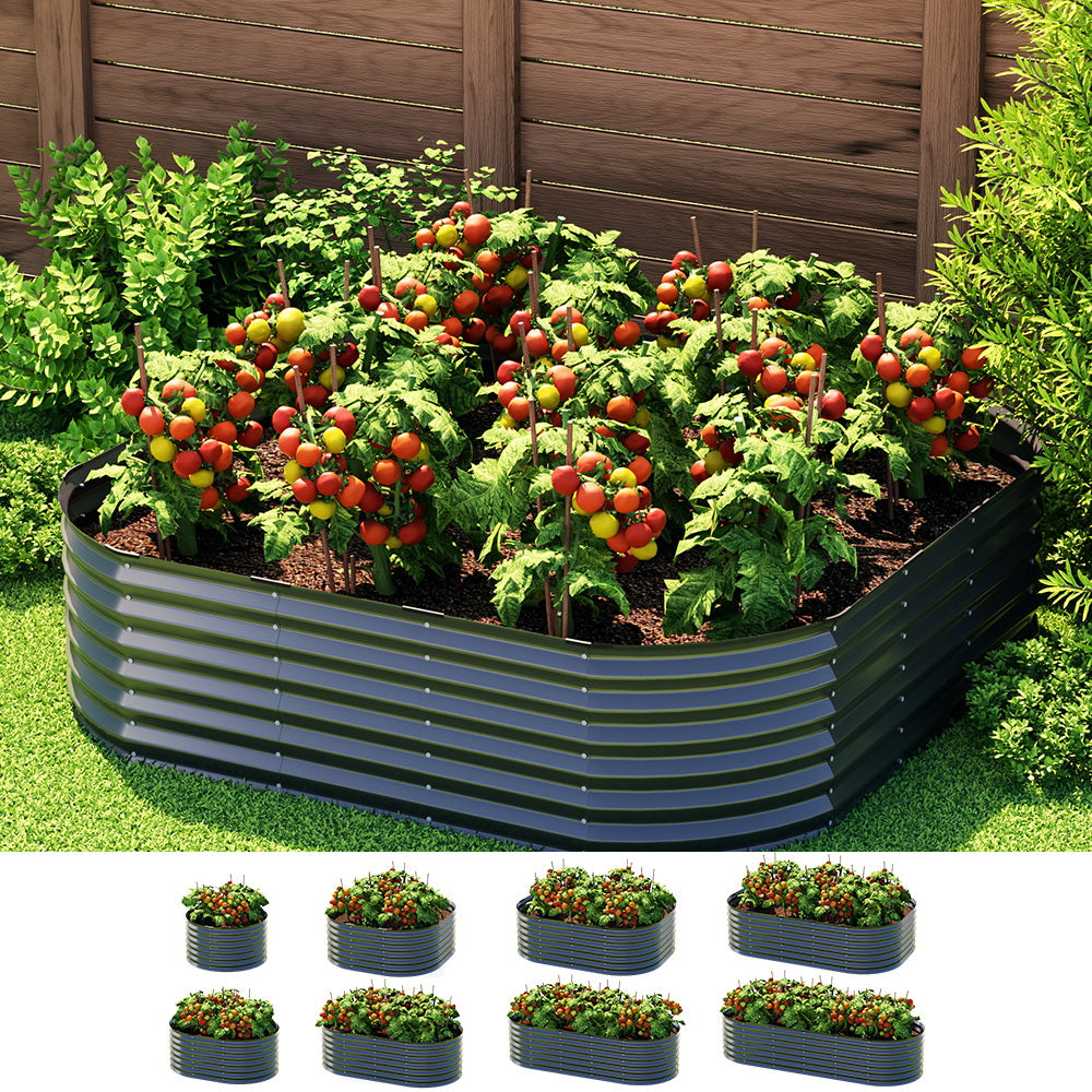 Green Fingers Garden Bed 9 In 1 Modular Planter Box Raised Container Galvanised-Home &amp; Garden &gt; Garden Beds-PEROZ Accessories