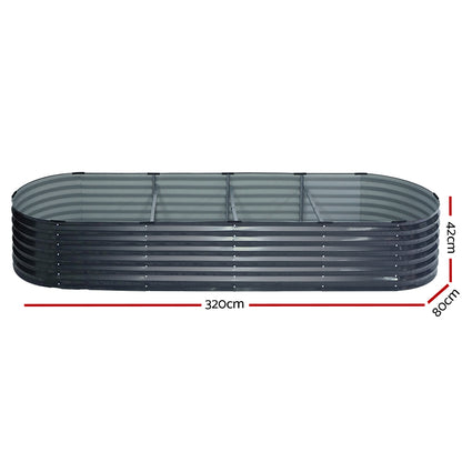 Green Fingers Garden Bed 320X80X42cm Oval Planter Box Raised Container Galvanised-Home &amp; Garden &gt; Garden Beds-PEROZ Accessories