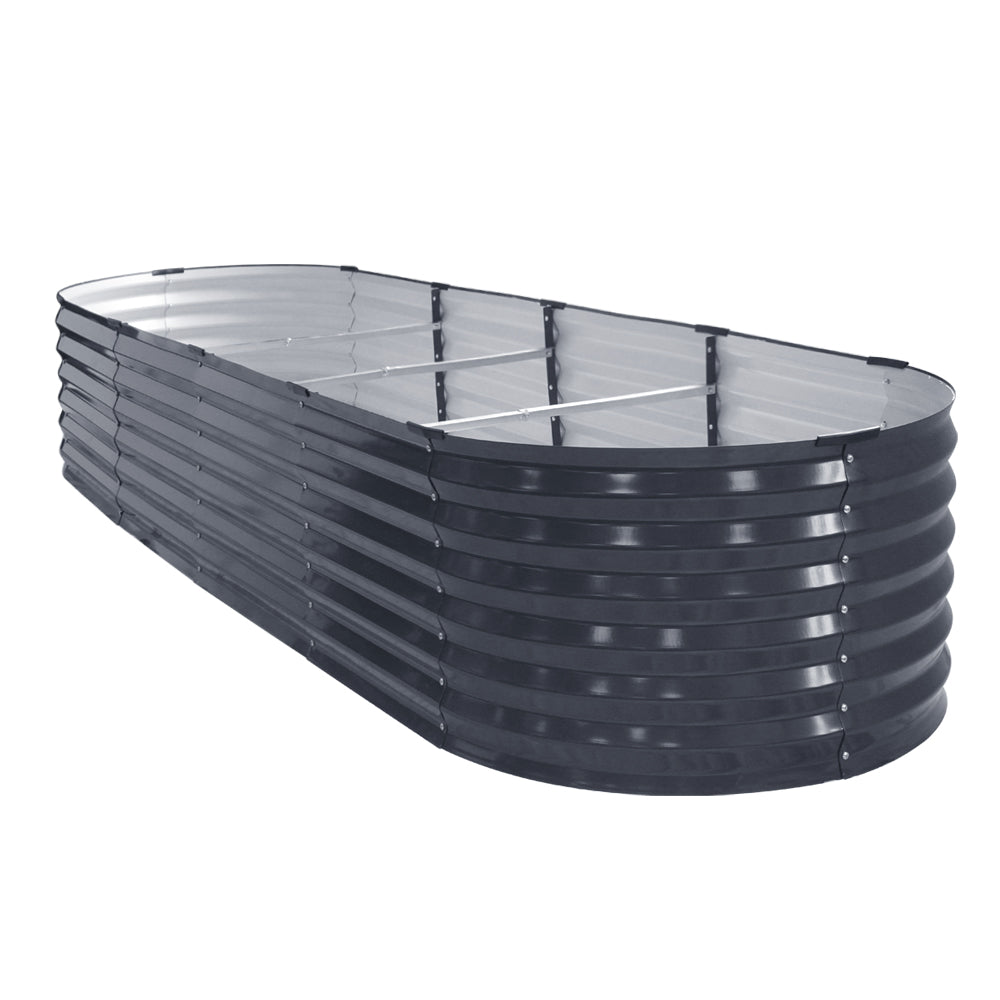 Green Fingers Garden Bed 320X80X42cm Oval Planter Box Raised Container Galvanised-Home &amp; Garden &gt; Garden Beds-PEROZ Accessories