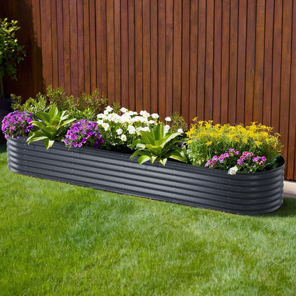 Green Fingers Garden Bed 320X80X42cm Oval Planter Box Raised Container Galvanised-Home &amp; Garden &gt; Garden Beds-PEROZ Accessories