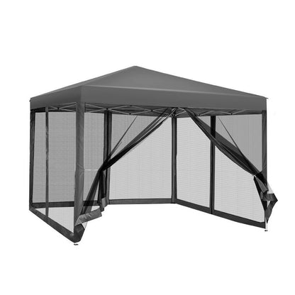 Instahut Gazebo Pop Up Marquee 3x3m Wedding Party Outdoor Camping Tent Canopy Shade Mesh Wall Grey-Home &amp; Garden &gt; Shading-PEROZ Accessories