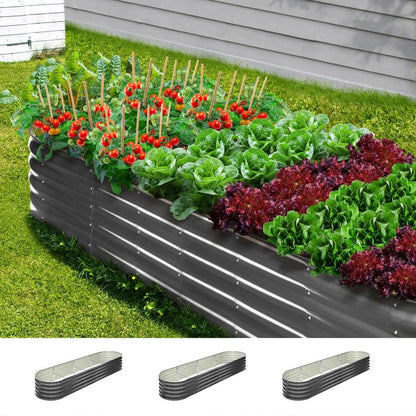 Livsip 3X Garden Bed Galvanised Raised Garden Bed 320X80X42CM-Garden Beds-PEROZ Accessories