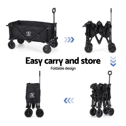 Gardeon Garden Cart with Opening Rear Black-Furniture &gt; Dining &gt; Kitchen &amp; Dining Trolleys-PEROZ Accessories