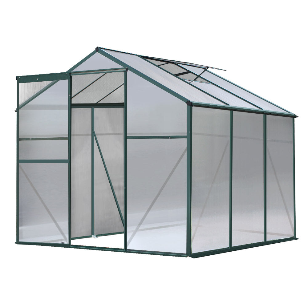 Greenfingers Greenhouse 1.9x1.9x1.83M Aluminium Polycarbonate Green House Garden Shed-Home &amp; Garden &gt; Green Houses-PEROZ Accessories