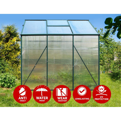 Greenfingers Greenhouse 1.9x1.9x1.83M Aluminium Polycarbonate Green House Garden Shed-Home &amp; Garden &gt; Green Houses-PEROZ Accessories