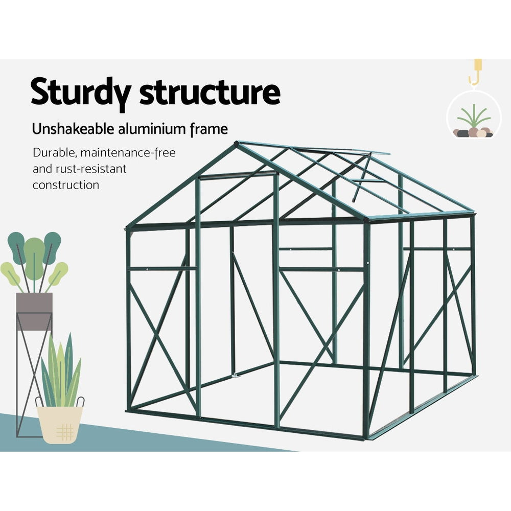 Greenfingers Greenhouse 1.9x1.9x1.83M Aluminium Polycarbonate Green House Garden Shed-Home &amp; Garden &gt; Green Houses-PEROZ Accessories