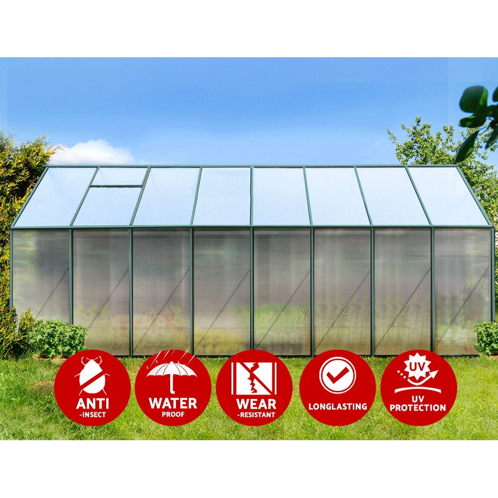 Greenfingers Greenhouse 5.1x2.44x2.1M Aluminium Polycarbonate Green House Garden Shed-Home &amp; Garden &gt; Green Houses-PEROZ Accessories