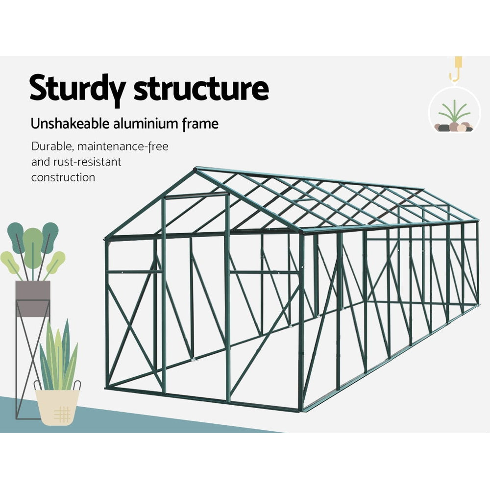 Greenfingers Greenhouse 5.1x2.44x2.1M Aluminium Polycarbonate Green House Garden Shed-Home &amp; Garden &gt; Green Houses-PEROZ Accessories