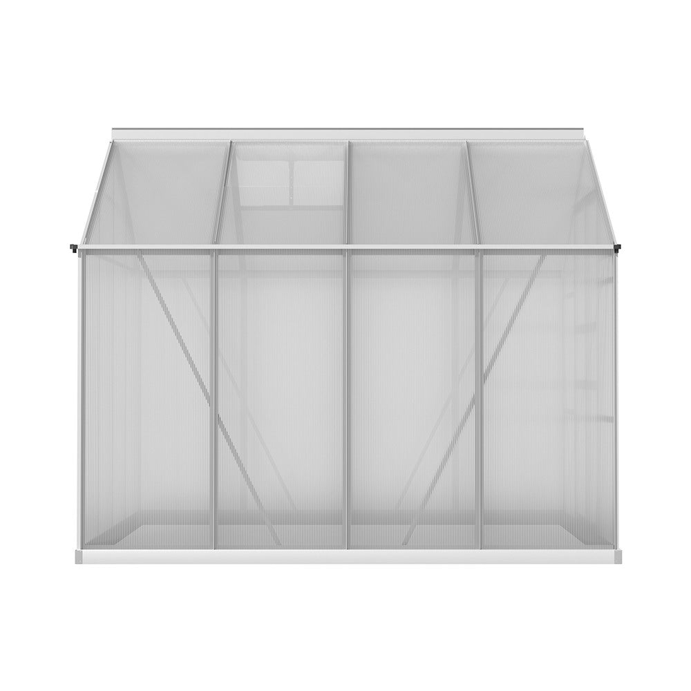 Greenfingers Greenhouse 2.42x2.5x2.26M Aluminium Double Doors Green House Garden Shed-Home &amp; Garden &gt; Green Houses-PEROZ Accessories