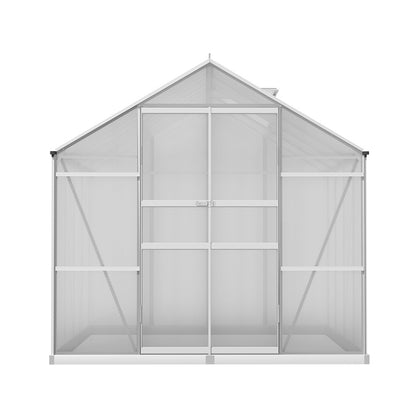 Greenfingers Greenhouse 2.42x2.5x2.26M Aluminium Double Doors Green House Garden Shed-Home &amp; Garden &gt; Green Houses-PEROZ Accessories