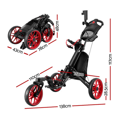 Everfit Golf Buggy Foldable Trolley Golf Cart Swivel Wheel Umbrella Bottle Stand-Outdoor Recreation &gt; Camping &gt; Camp Furniture-PEROZ Accessories