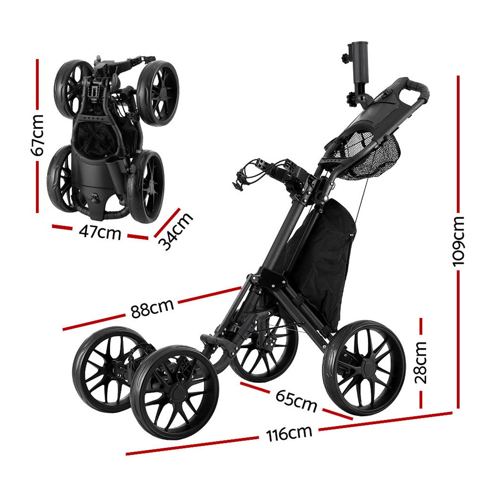 Everfit Golf Buggy Foldable Trolley Golf Cart Wheels Umbrella Bottle Holder-Outdoor Recreation &gt; Camping &gt; Camp Furniture-PEROZ Accessories