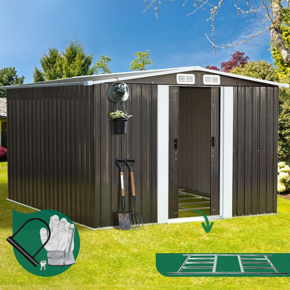 Livsip Garden Shed Outdoor Storage Sheds 2.57x2.05M Workshop Cabin Metal Base-Garden Sheds-PEROZ Accessories