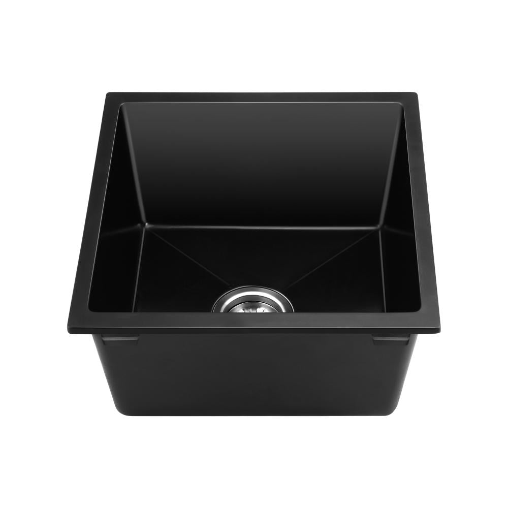 Welba Kitchen Sink 38x38cm Granite Stone Sink Laundry Basin Single Bowl Black-Granite Sink-PEROZ Accessories