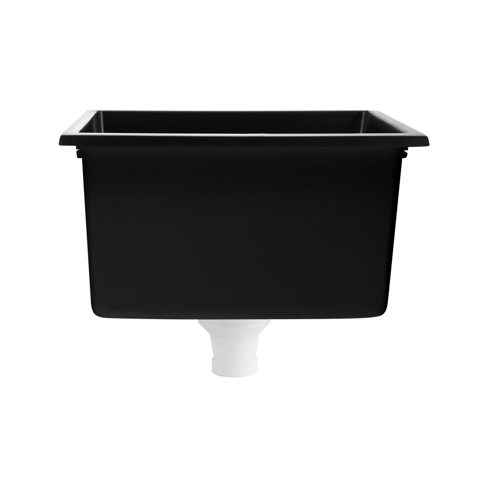 Welba Kitchen Sink 38x38cm Granite Stone Sink Laundry Basin Single Bowl Black-Granite Sink-PEROZ Accessories