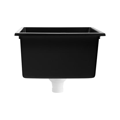 Welba Kitchen Sink 38x38cm Granite Stone Sink Laundry Basin Single Bowl Black-Granite Sink-PEROZ Accessories