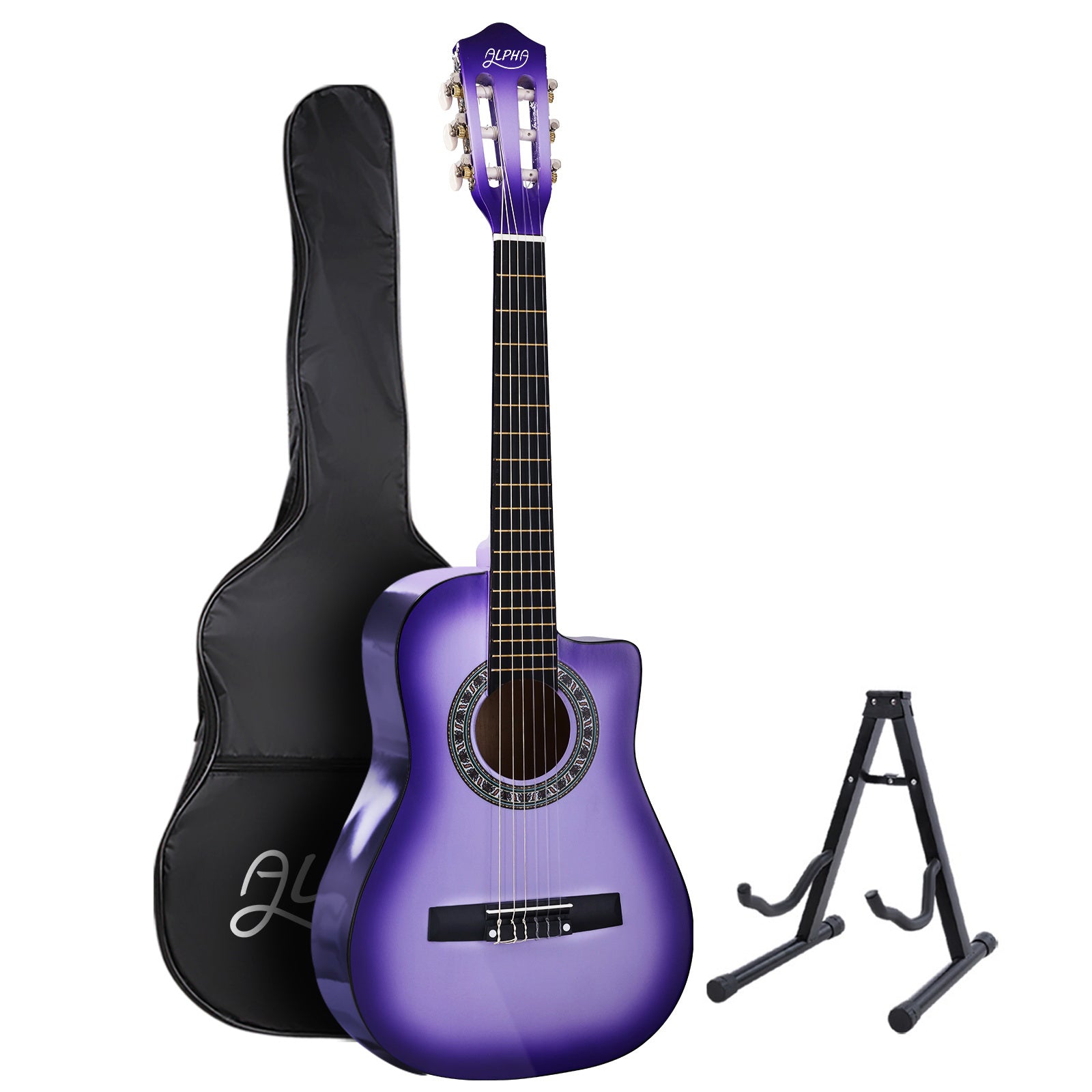 Alpha 34 Inch Classical Guitar Wooden Body Nylon String w/ Stand Beignner Purple-Audio &amp; Video &gt; Musical Instrument &amp; Accessories-PEROZ Accessories