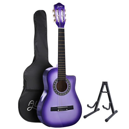 Alpha 34 Inch Classical Guitar Wooden Body Nylon String w/ Stand Beignner Purple-Audio &amp; Video &gt; Musical Instrument &amp; Accessories-PEROZ Accessories