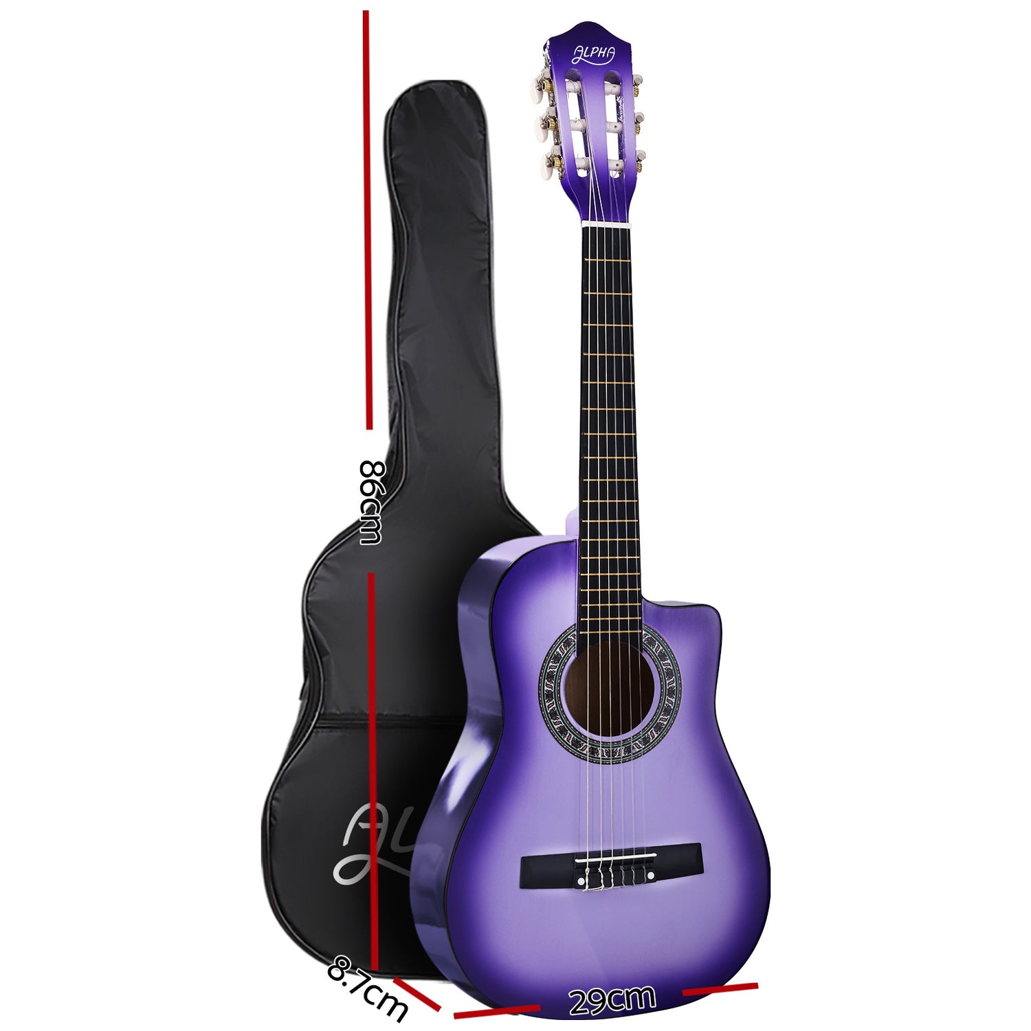 Alpha 34 Inch Classical Guitar Wooden Body Nylon String w/ Stand Beignner Purple-Audio &amp; Video &gt; Musical Instrument &amp; Accessories-PEROZ Accessories