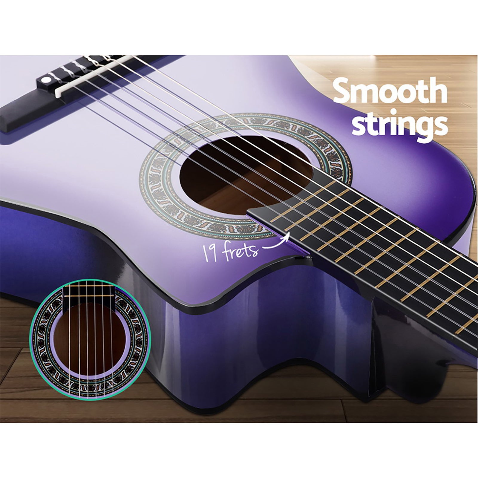 Alpha 34 Inch Classical Guitar Wooden Body Nylon String w/ Stand Beignner Purple-Audio &amp; Video &gt; Musical Instrument &amp; Accessories-PEROZ Accessories