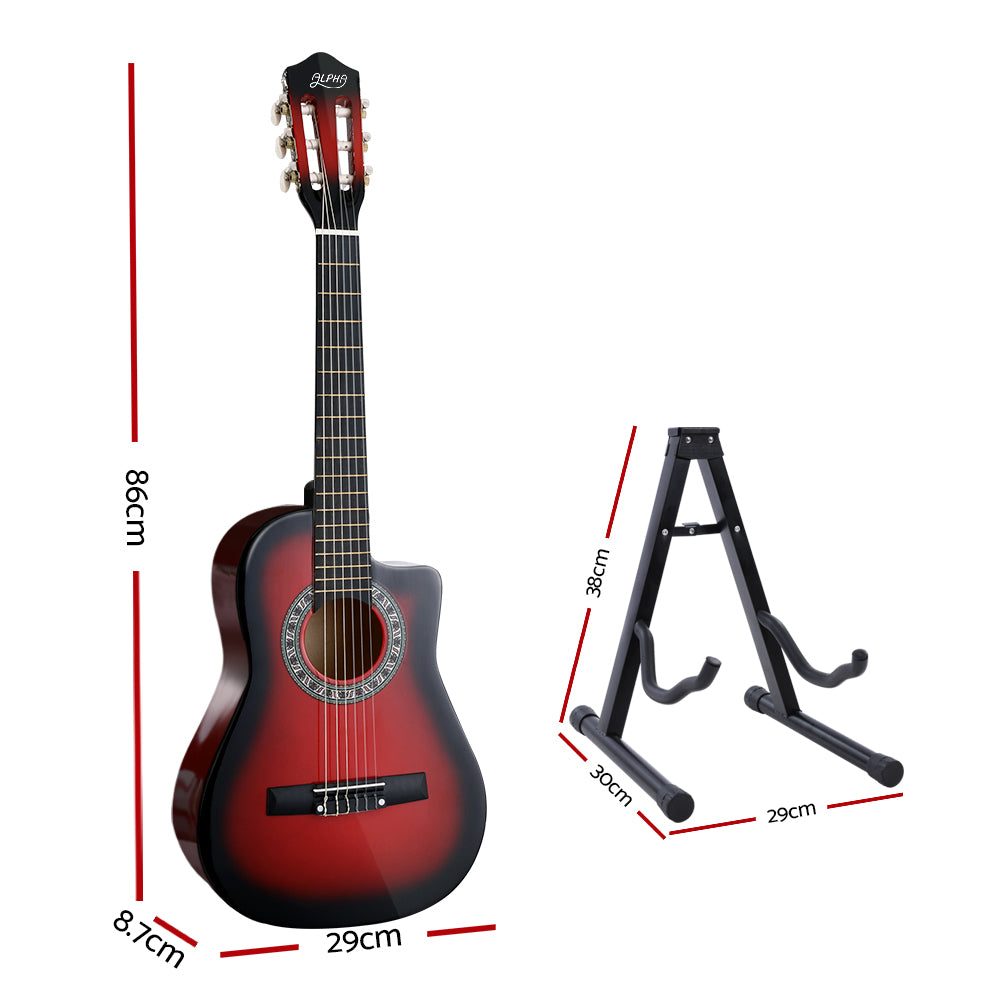 Alpha 34 Inch Classical Guitar Wooden Body Nylon String w/ Stand Beignner Red-Audio &amp; Video &gt; Musical Instrument &amp; Accessories-PEROZ Accessories