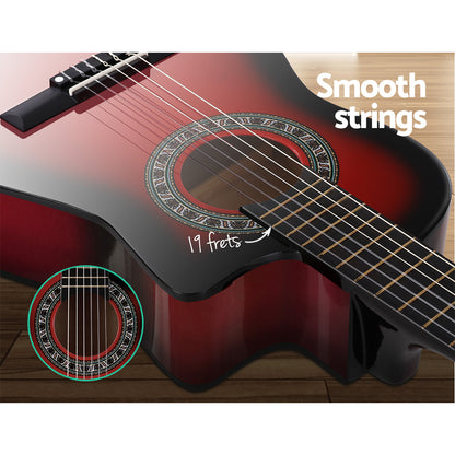 Alpha 34 Inch Classical Guitar Wooden Body Nylon String w/ Stand Beignner Red-Audio &amp; Video &gt; Musical Instrument &amp; Accessories-PEROZ Accessories