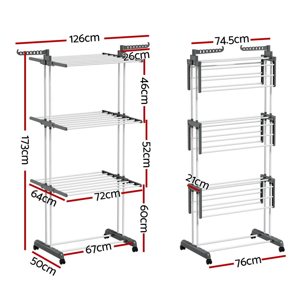 Artiss Clothes Airer Drying Rack 173cm Coat Hanger Foldable-Furniture &gt; Bedroom-PEROZ Accessories