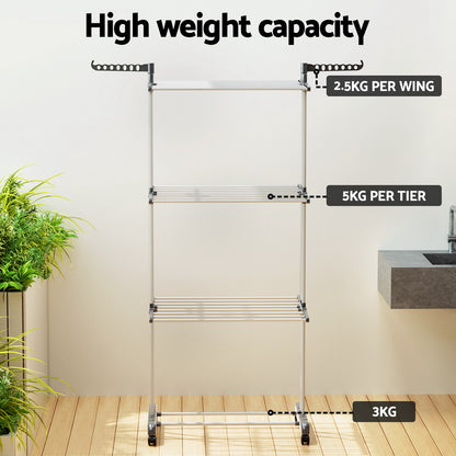 Artiss Clothes Airer Drying Rack 173cm Coat Hanger Foldable-Furniture &gt; Bedroom-PEROZ Accessories