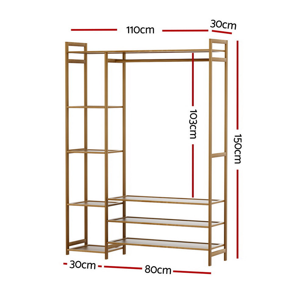 Artiss Clothes Rack Coat Stand 8 Shelves Bamboo-Furniture &gt; Living Room-PEROZ Accessories