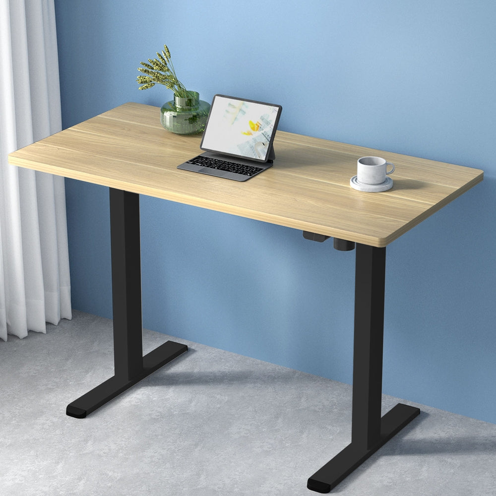 Artiss Standing Desk Motorised White Oak 140CM-Office Desks-PEROZ Accessories