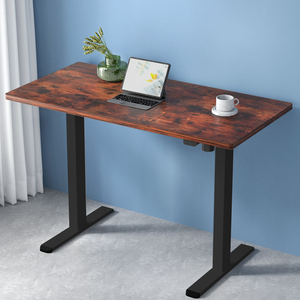 Artiss Standing Desk Motorised Rustic Brown 120CM-Office Desks-PEROZ Accessories