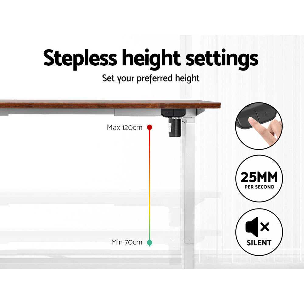 Artiss Standing Desk Motorised Sit Stand Desks Rustic Brown 140CM-Office Desks-PEROZ Accessories