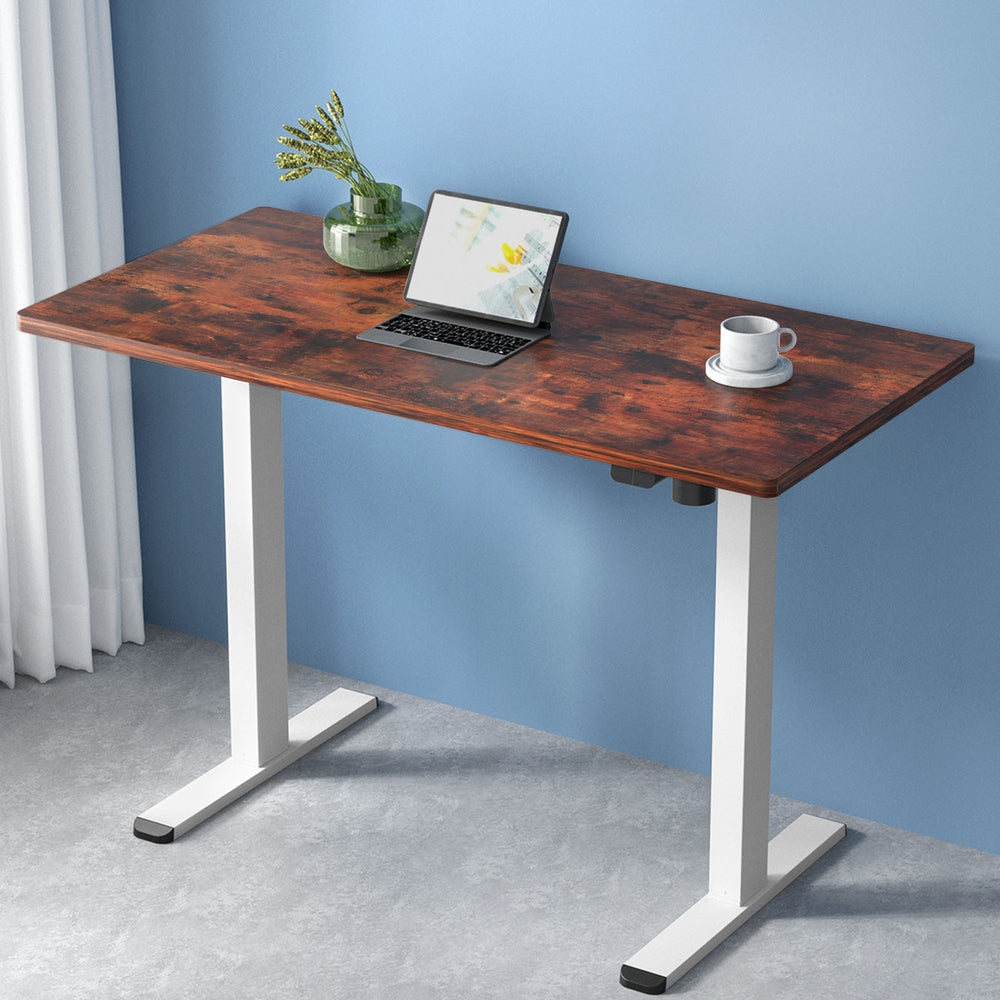 Artiss Standing Desk Motorised Sit Stand Desks Rustic Brown 140CM-Office Desks-PEROZ Accessories