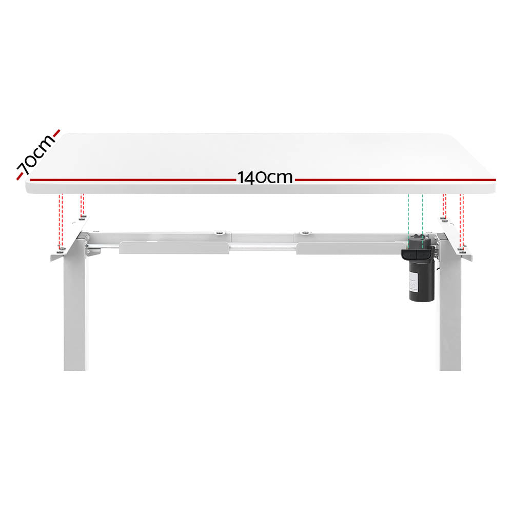 Artiss Standing Desk Motorised Sit Stand Desks White 140CM-Office Desks-PEROZ Accessories