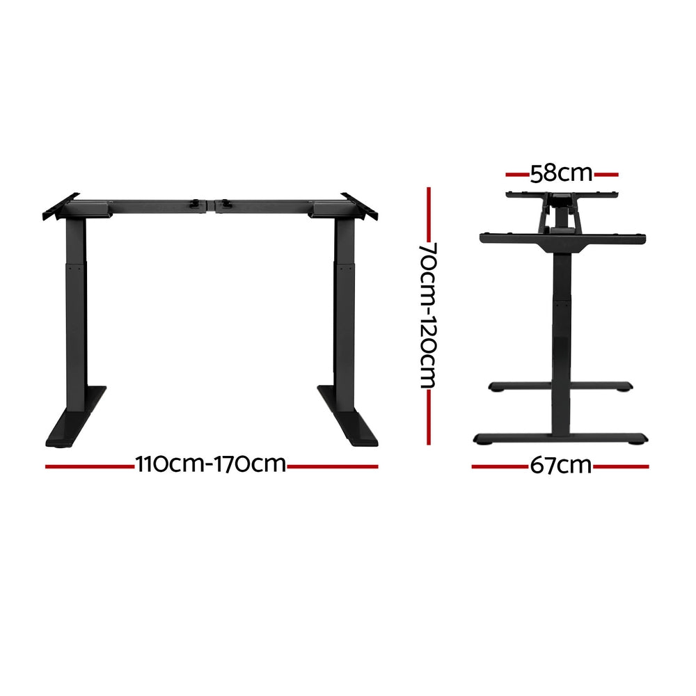 Artiss Standing Desk Frame Only Dual Motor Motorised Black-Office Desks-PEROZ Accessories