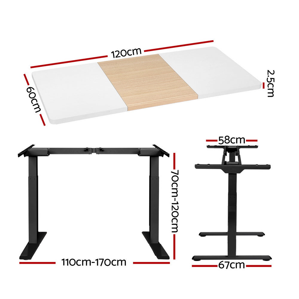 Artiss Standing Desk Motorised Electric Dual Motor 120CM-Furniture &gt; Office-PEROZ Accessories