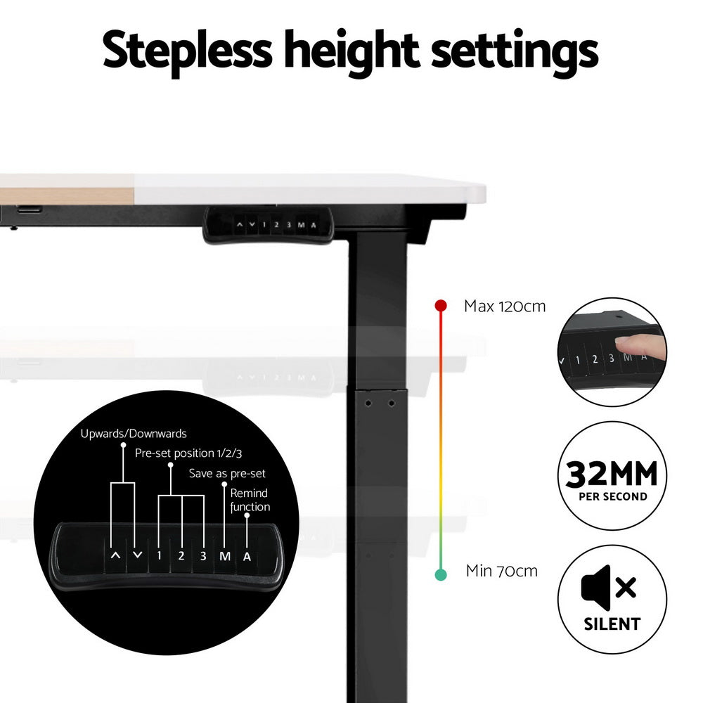 Artiss Standing Desk Motorised Electric Dual Motor 120CM-Furniture &gt; Office-PEROZ Accessories