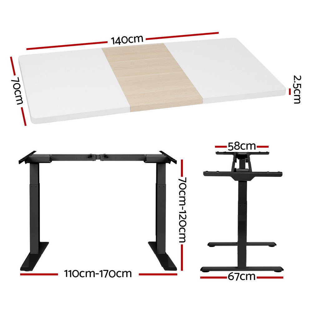 Artiss Standing Desk Motorised Electric Dual Motor 140cm-Furniture &gt; Office-PEROZ Accessories