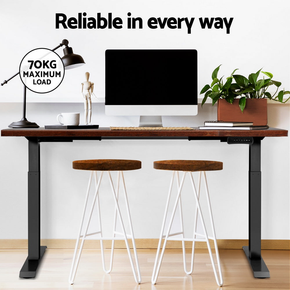 Artiss Standing Desk Motorised Dual Motor Rustic Brwon 120CM-Office Desks-PEROZ Accessories