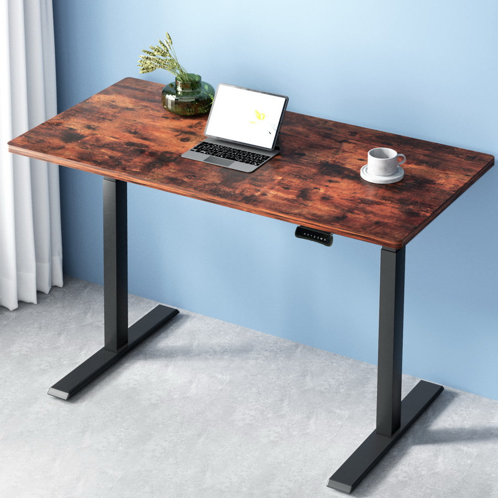 Artiss Standing Desk Motorised Dual Motor Rustic Brwon 120CM-Office Desks-PEROZ Accessories