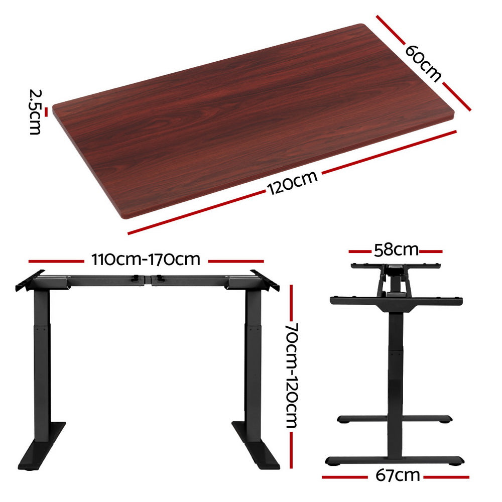 Artiss Standing Desk Motorised Dual Motor Walnut 120CM-Office Desks-PEROZ Accessories