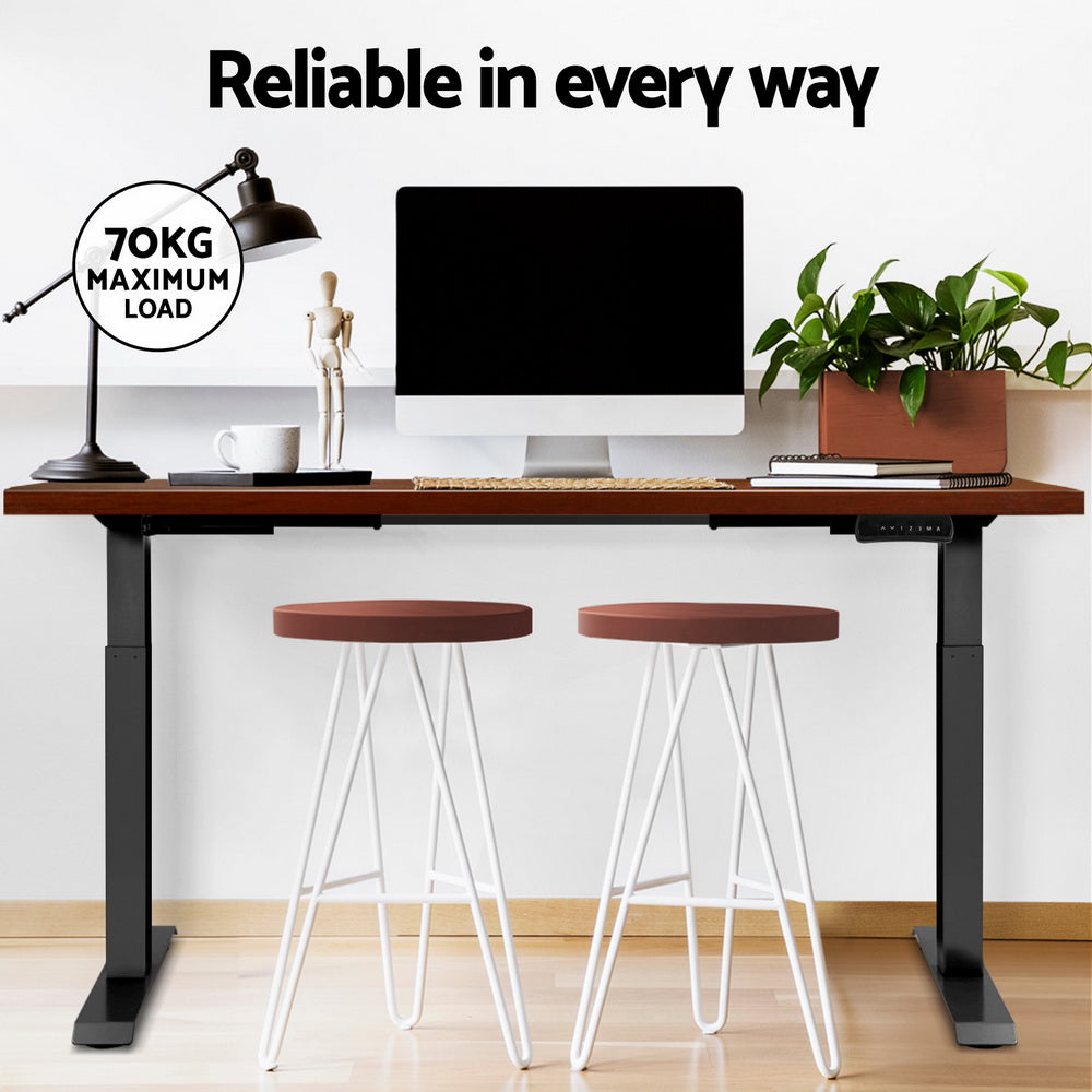 Artiss Standing Desk Motorised Dual Motor Walnut 120CM-Office Desks-PEROZ Accessories