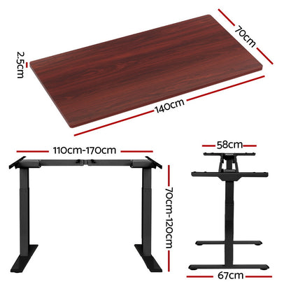 Artiss Standing Desk Motorised Dual Motor Walnut 140CM-Office Desks-PEROZ Accessories