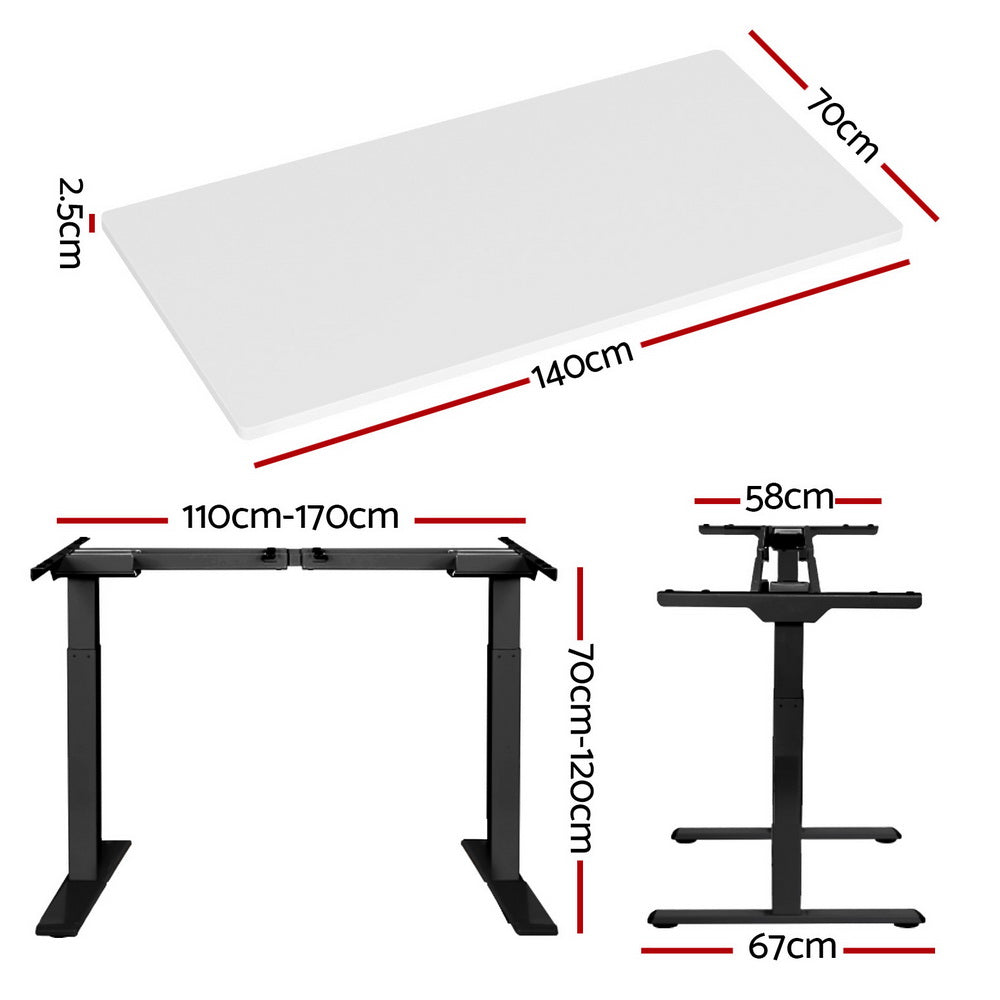 Artiss Standing Desk Motorised Dual Motor White 140CM-Office Desks-PEROZ Accessories