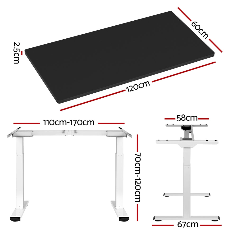 Artiss Standing Desk Motorised Dual Motor 120CM Black-Office Desks-PEROZ Accessories